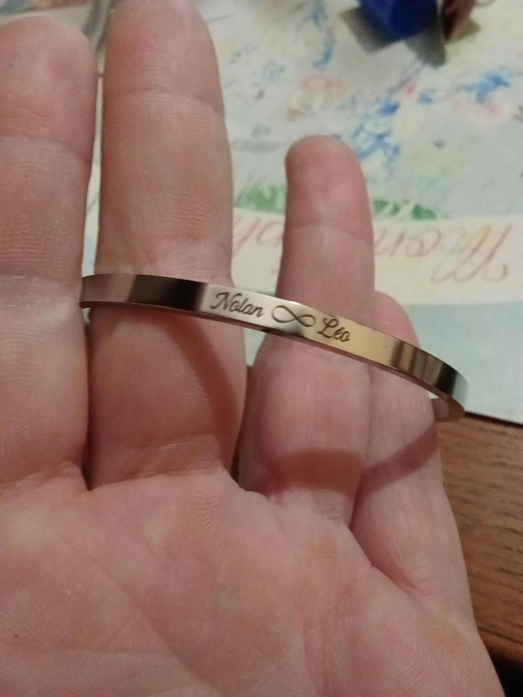 Bracelet personnalisé jonc plat en acier inoxydable à graver