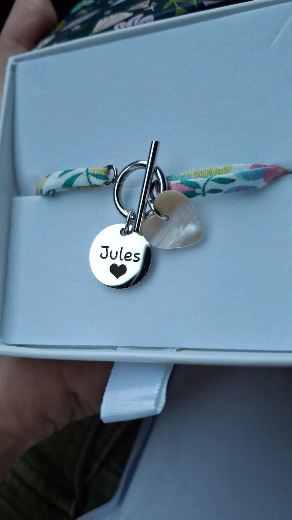 Bracelet liberty fermoir T personnalisé et médaille 15 mm à graver