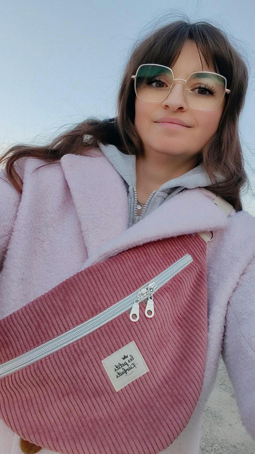 Sac banane femme personnalisé en velours côtelé