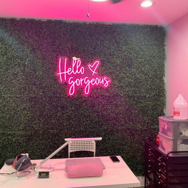 hello gorgeous neon wall sign