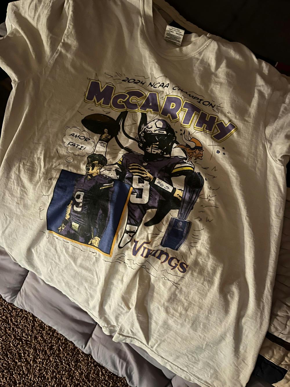 JJ McCarthy Vintage Comic T-Shirt | Premium Retro NFL Graphic Tee
