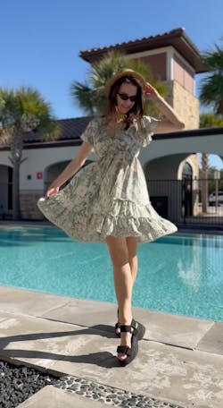 Serene Blooms Summer Dress Green