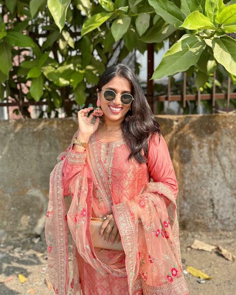 Cream Cotton A-Line Kurti With Palazzo Set For Women