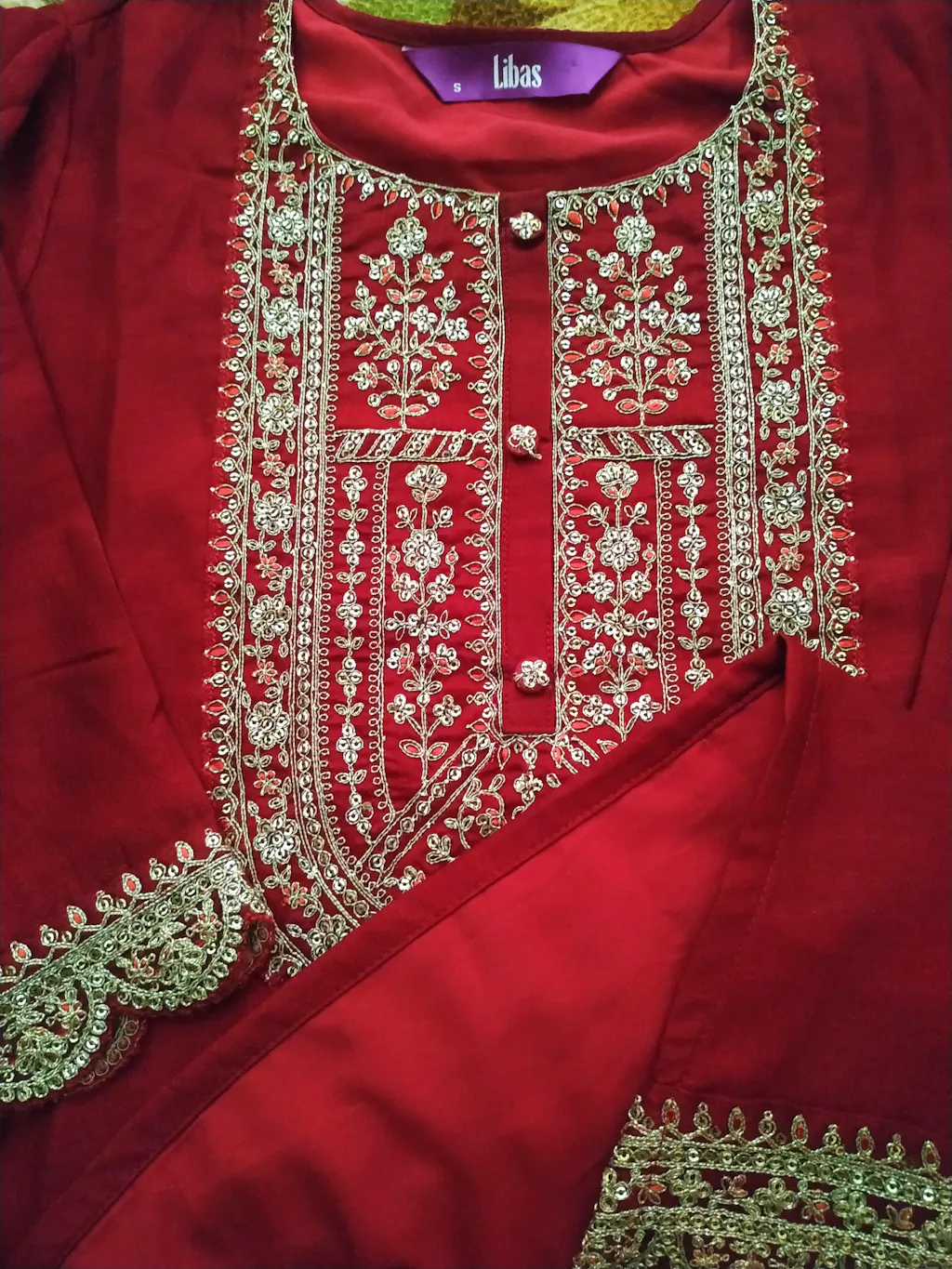Maroon Paisley Print Kurta with Yoke Embroidery