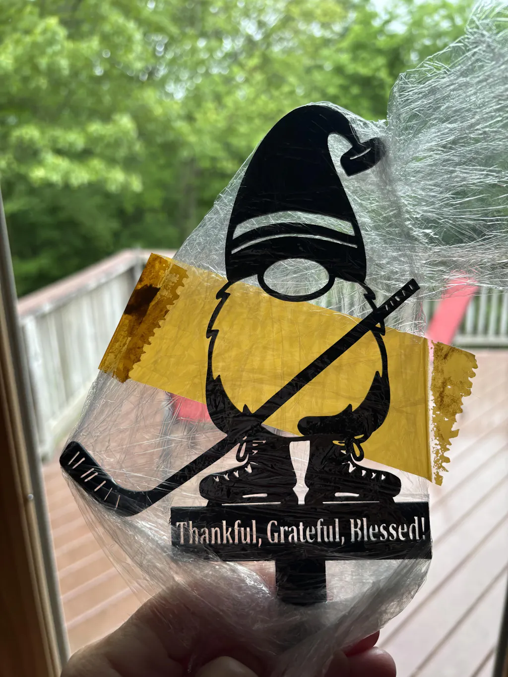 Custom Hockey Gnome Metal Garden Stake, Personalized Ice Hockey Sport Name Metal Yard Sign, Christmas Gnome Hockey Metal Stake