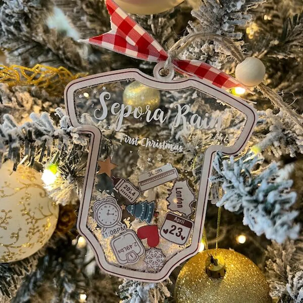 Baby 1st Christmas - Personalized 3 Layered Christmas Shaker Ornament