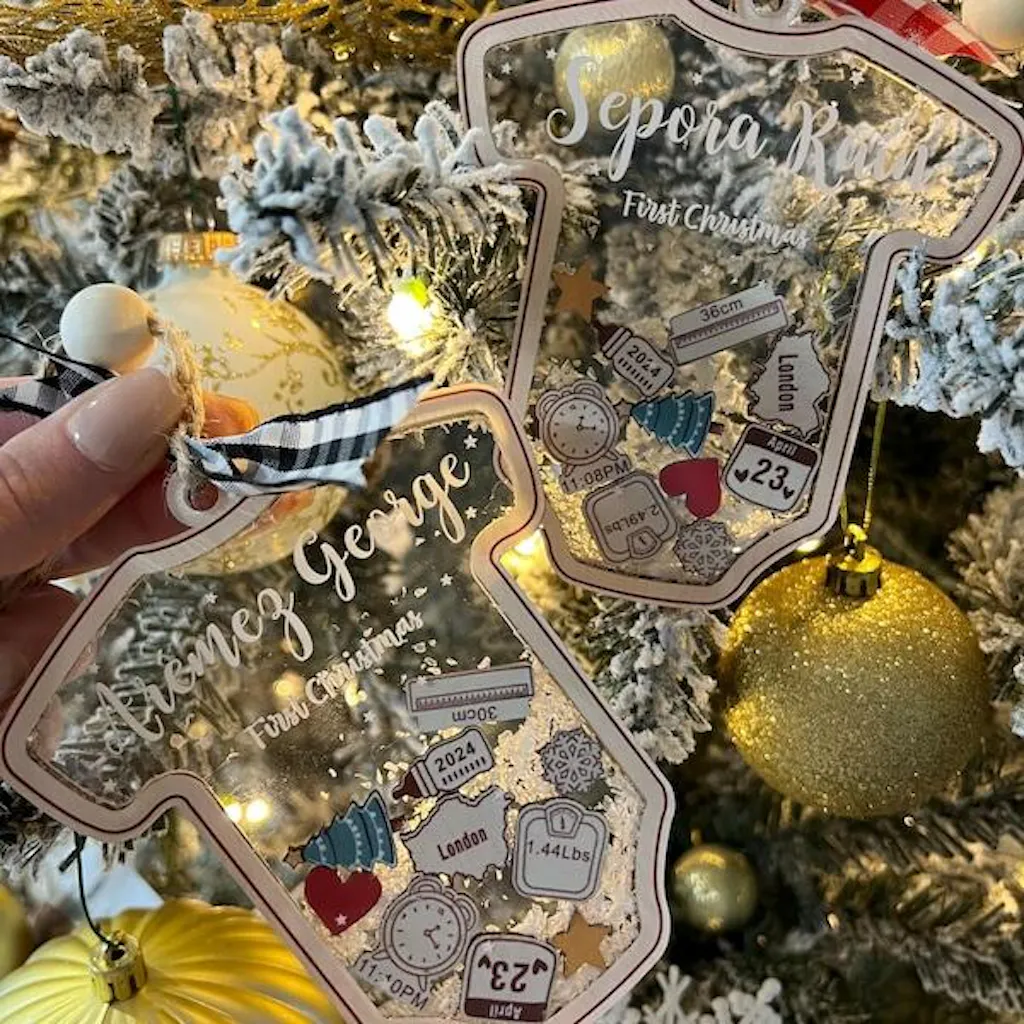 Baby 1st Christmas - Personalized 3 Layered Christmas Shaker Ornament