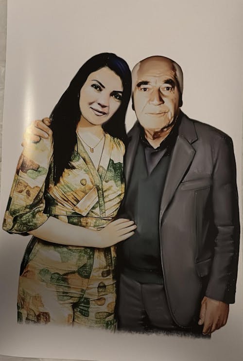 Wasserfarbenstil Portrait - halber Körper/Brust- Mensch (mit umarmen)