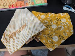 Personalized Reversible Dog Bandana | Flower Design on Mustard Yellow & White | Custom Embroidered Name
