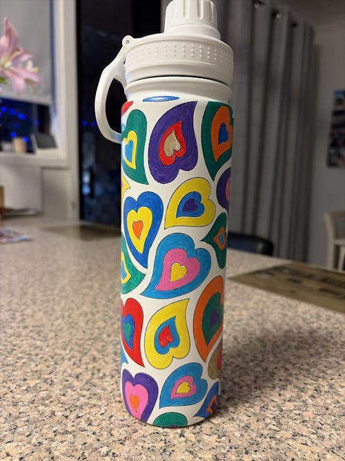Doodle Drinking Bottle Painting Kit - Heart Design