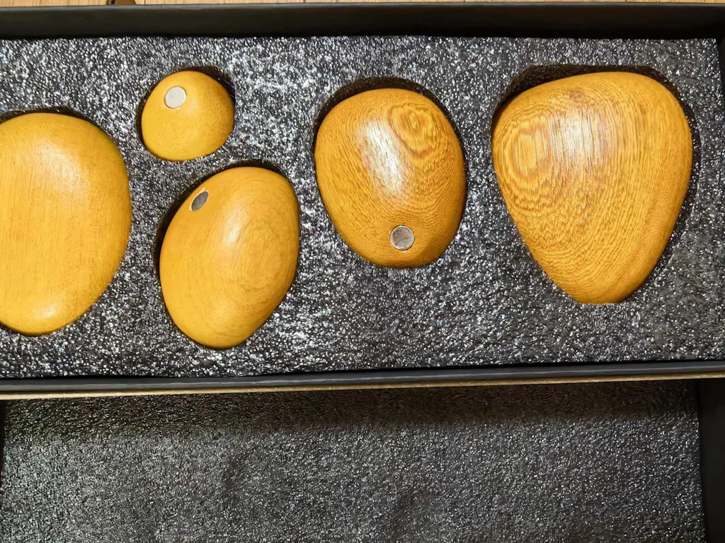 Magnetic Balance Stone Sculpture | Handcrafted Solid Wood Zen Desk Art | Mindfulness Gift