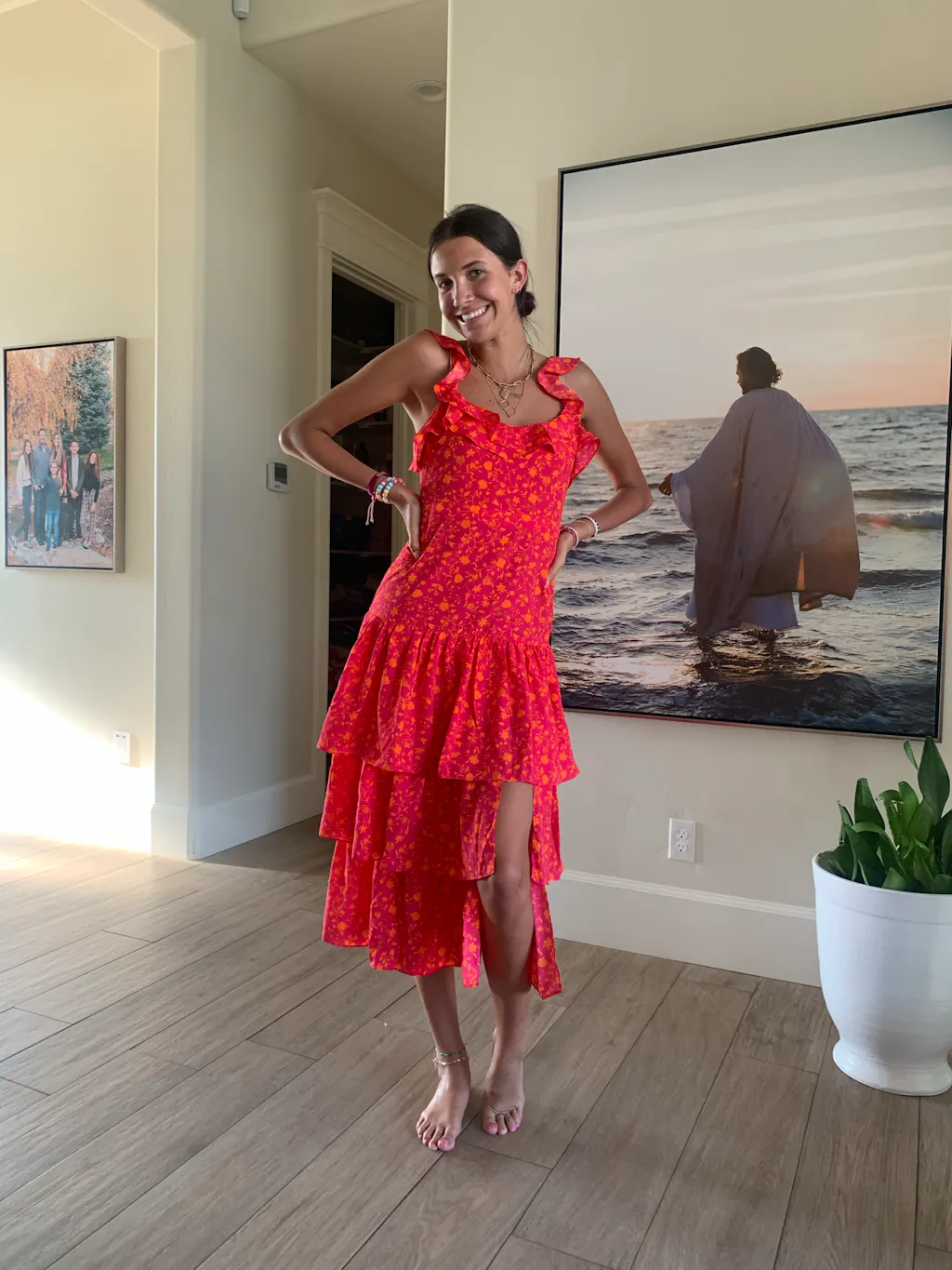 open lace back dress Likely Hunt Dress in Red