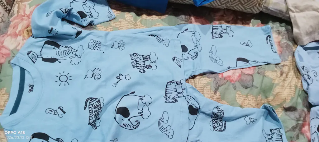 Animals Light Blue Summer Coord Set (2-Piece)