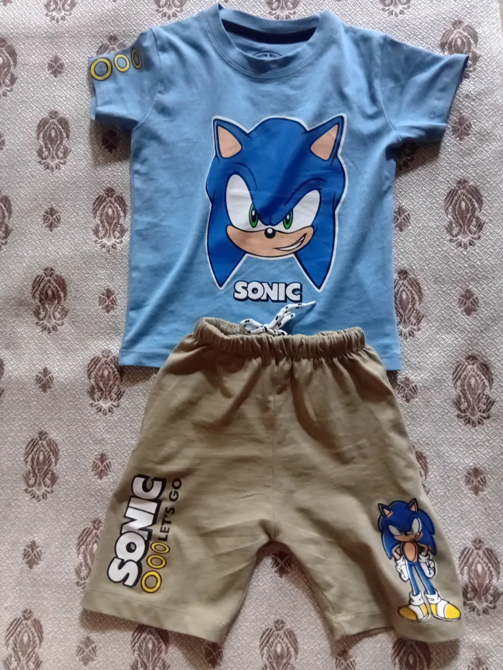 Sky Blue & Light Olive Sonic Coord Set for Boys (1–12 Years)