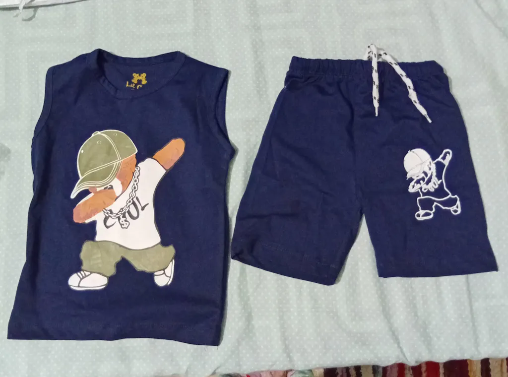 Blue Cool Bear Summer Coord Set (Ages 1-12)