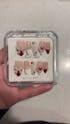 Romantic Heart Pearl Press-On Nails – Red & White Valentine Bow Acrylic Almond Nails