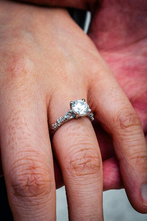 Diamond Leaves Engagement Ring - Arvera 1.00CT Round Diamond