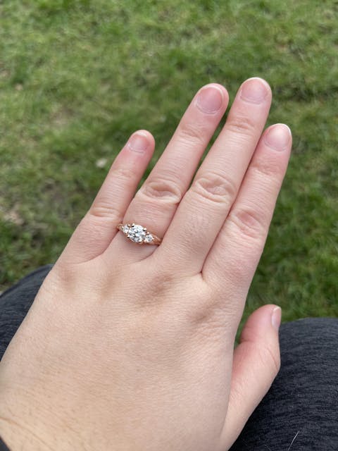 Three Stone Twig Leaves Ring / Build A Ring