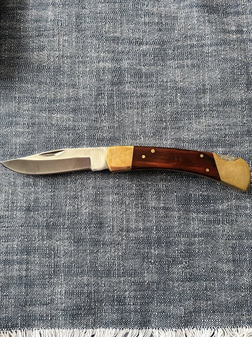 Classic Brass Folding Pocket Knife with Timber Handle – Engraved Gift for Him