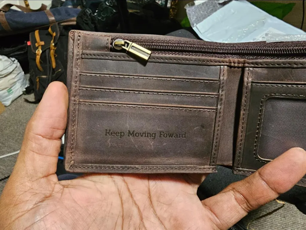 Personalised Slim Leather Wallet with Optional Wooden Gift Box