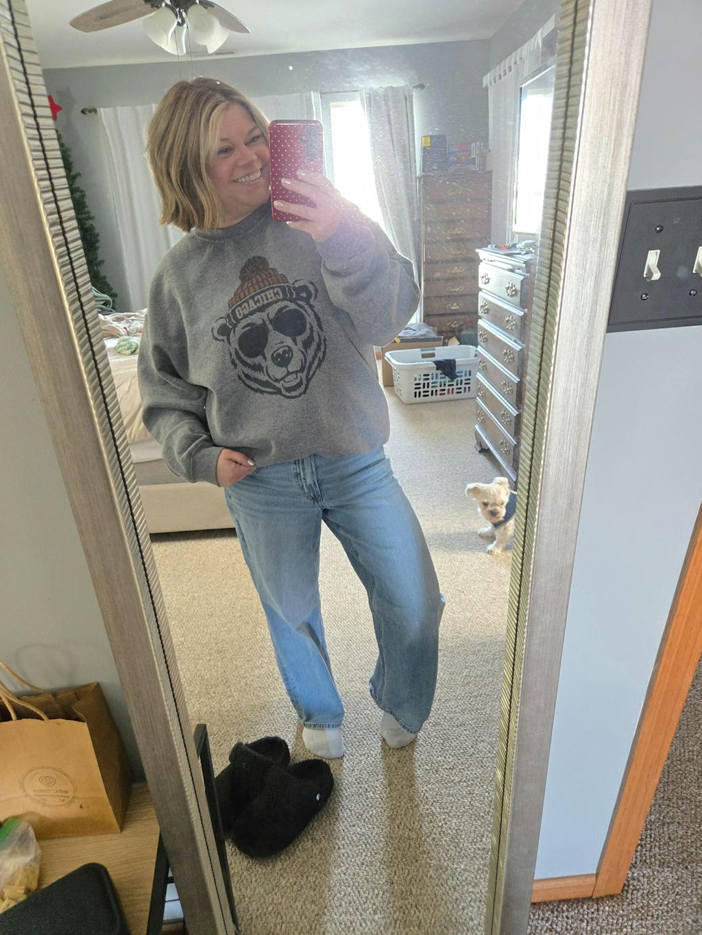 Bear With Chicago Beanie Graphic Sweatshirt