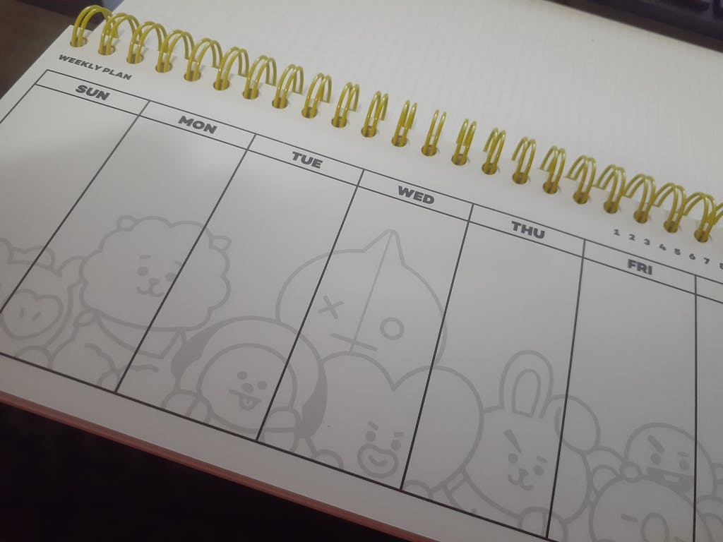 bt21 heart weekly planner line friends inc