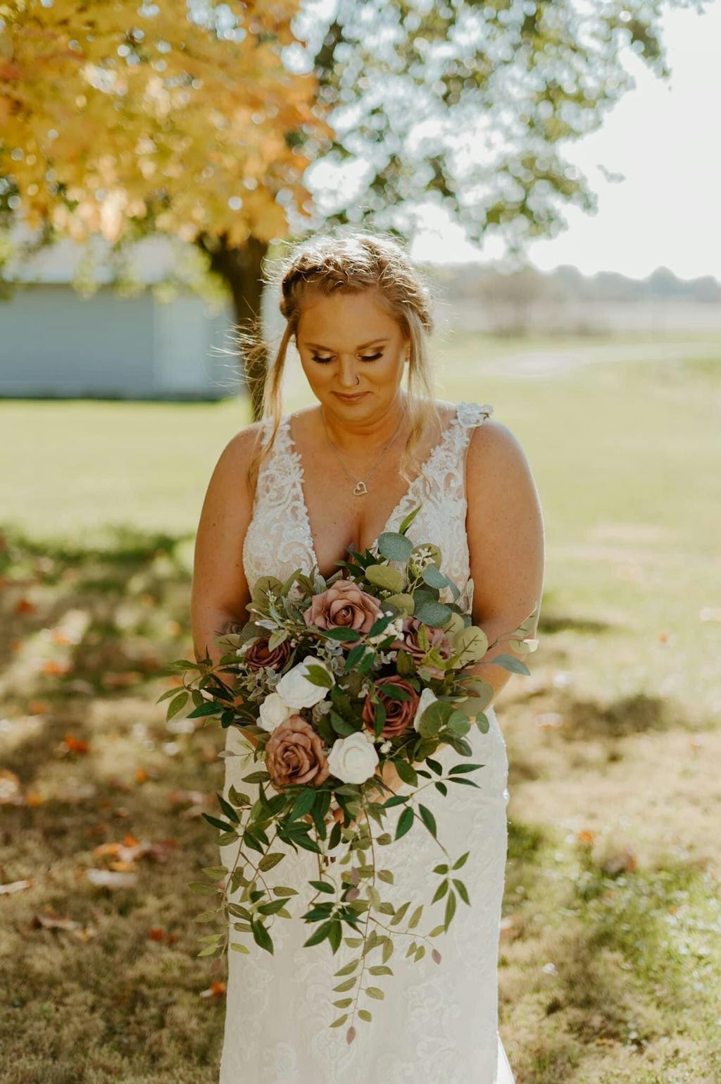 Artificial flowers Dusty rose and burgundy flower Fake wedding