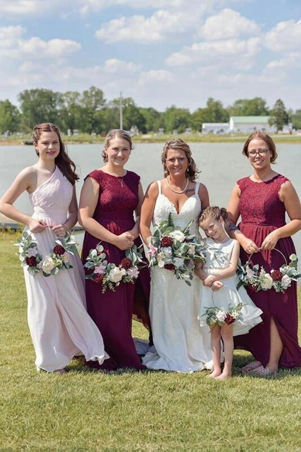 Artificial flowers Dusty rose and burgundy flower Fake wedding