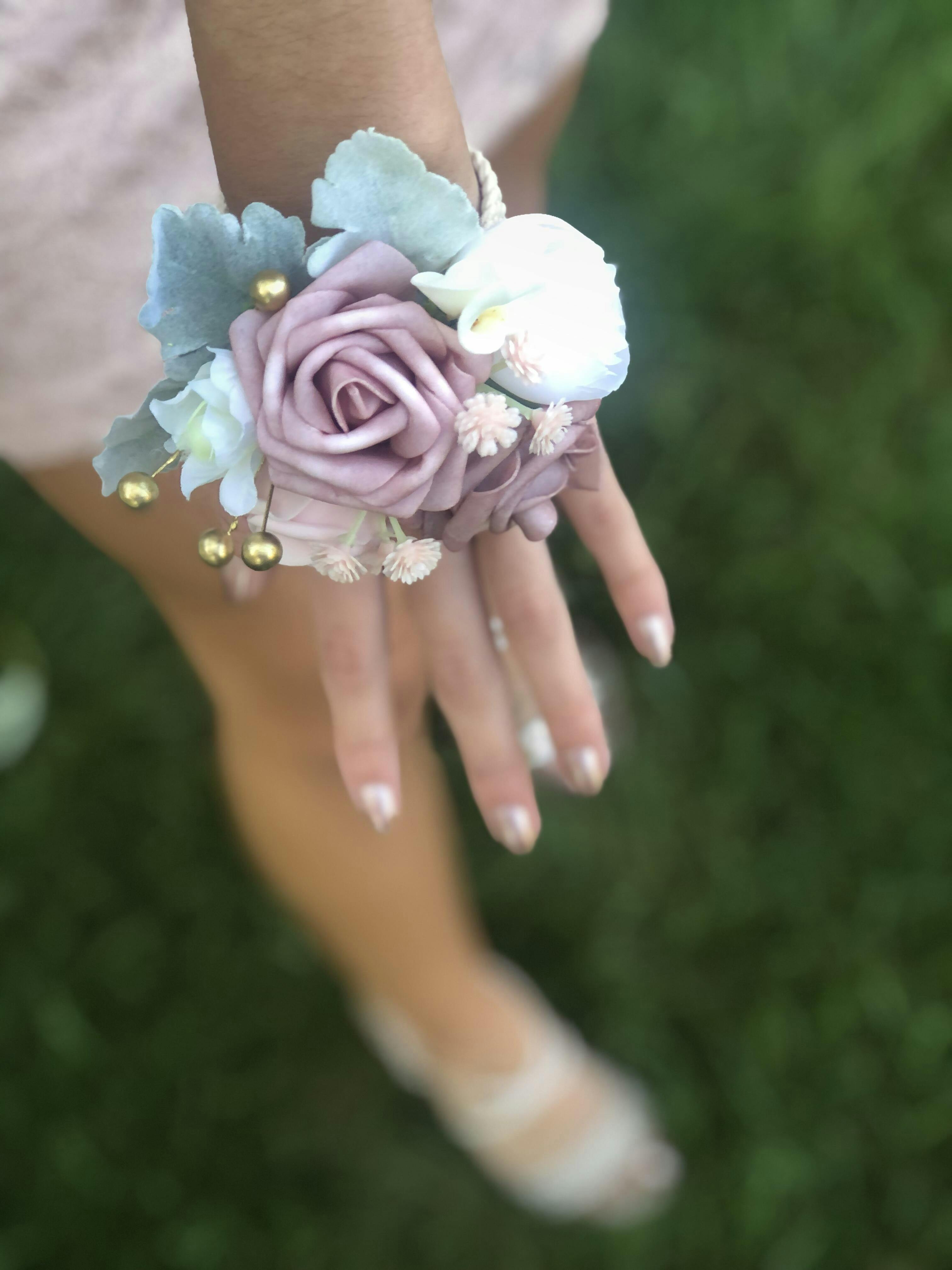  YSUCAU Wrist Corsages for Wedding Wrist Flower Dusty