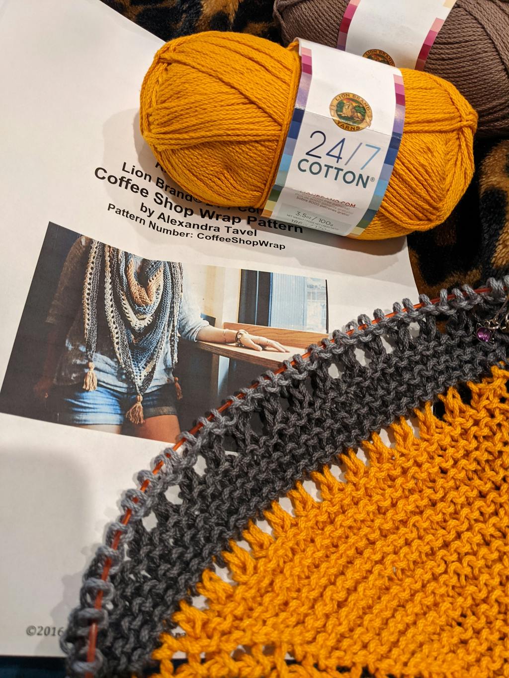 Knit Kit Coffee Shop Wrap Lion Brand Yarn