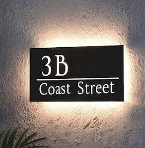 Customized Rectangle Shape Address Plaque with LEDs - Modern Design Lighted Address Marker