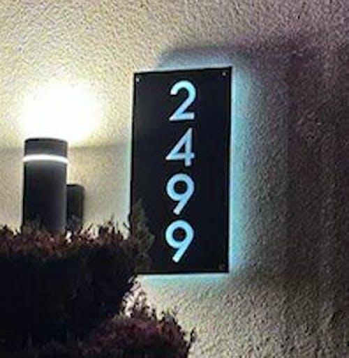 Customized Rectangle Shape Address Plaque with LEDs - Modern Design Lighted Address Marker