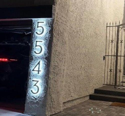 Versatile Lighted House Numbers - Freestanding or Wall Mounted - Weather-resistant Address Sign