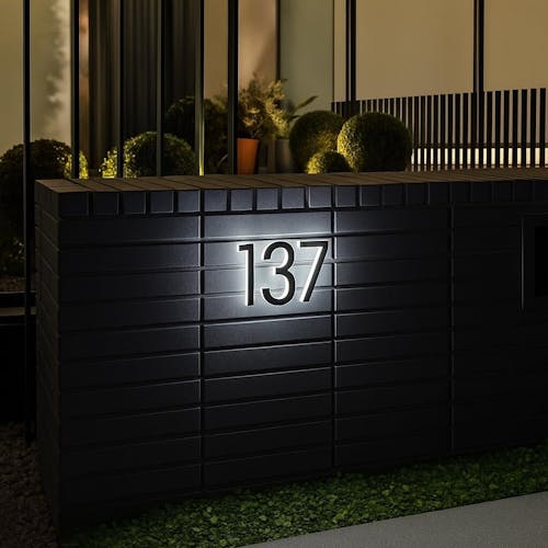 Customized Rectangle Shape Address Plaque with LEDs - Modern Design Lighted Address Marker