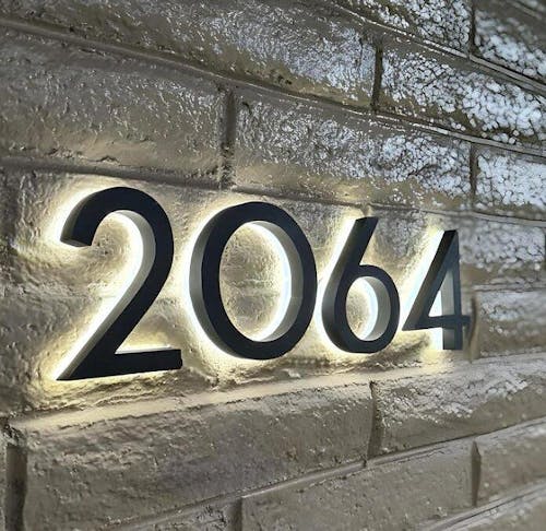 Versatile Lighted House Numbers - Freestanding or Wall Mounted - Weather-resistant Address Sign