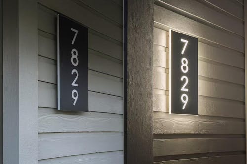 Customized Rectangle Shape Address Plaque with LEDs - Modern Design Lighted Address Marker
