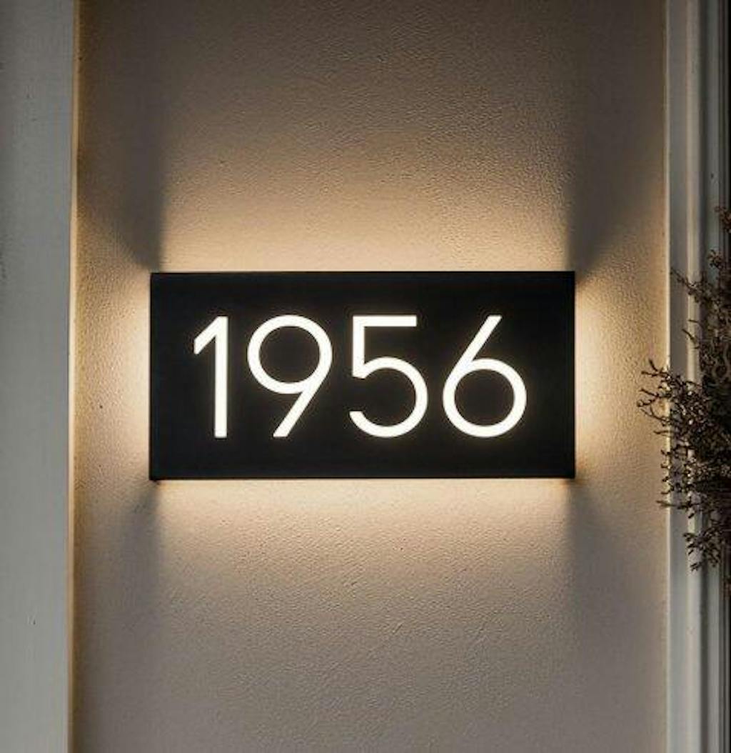Customized Rectangle Shape Address Plaque with LEDs - Modern Design Lighted Address Marker