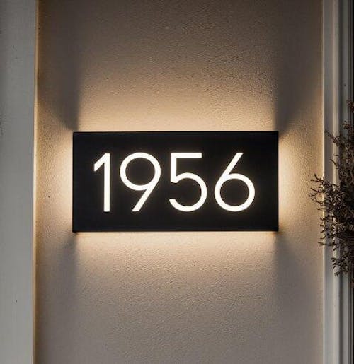 Customized Rectangle Shape Address Plaque with LEDs - Modern Design Lighted Address Marker
