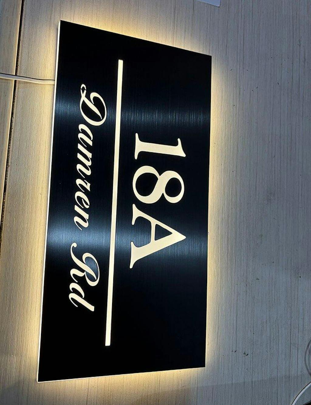 Customized Rectangle Shape Address Plaque with LEDs - Modern Design Lighted Address Marker