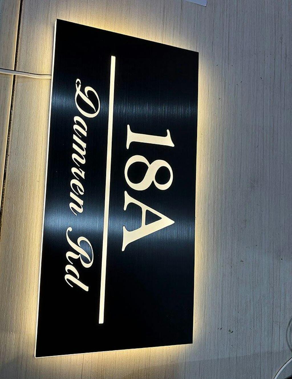 Customized Rectangle Shape Address Plaque with LEDs - Modern Design Lighted Address Marker