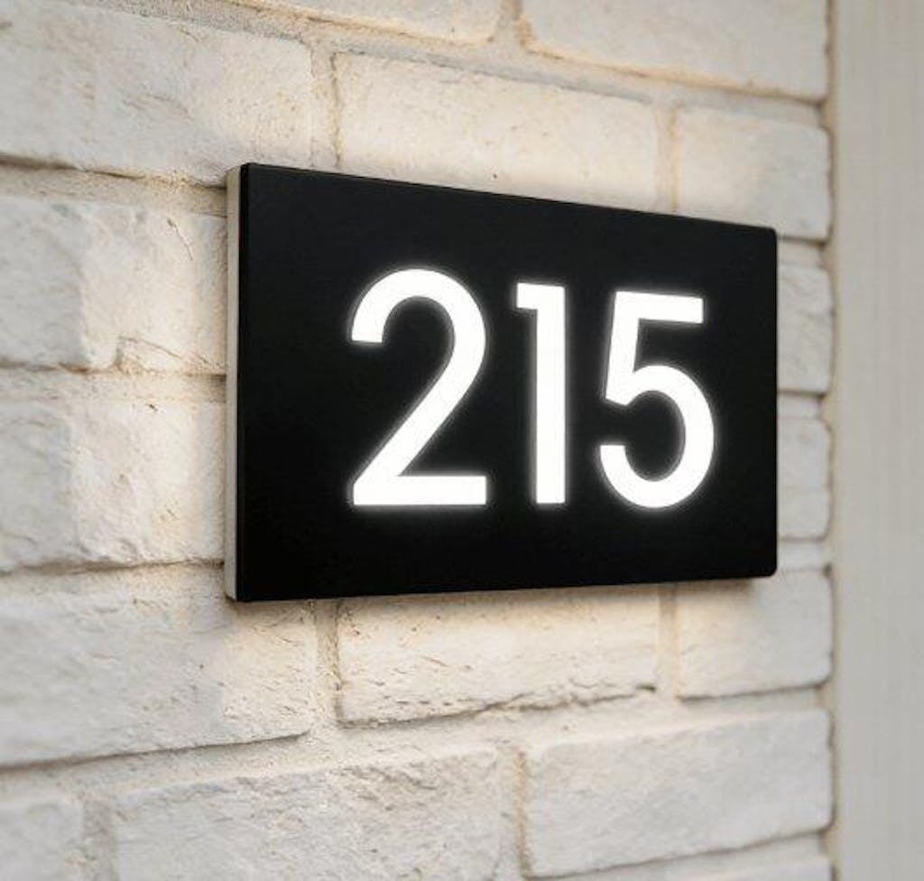 Customized Rectangle Shape Address Plaque with LEDs - Modern Design Lighted Address Marker