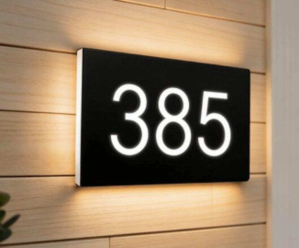 Customized Rectangle Shape Address Plaque with LEDs - Modern Design Lighted Address Marker