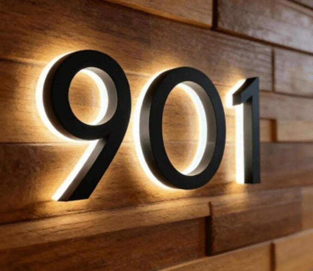 Versatile Lighted House Numbers - Freestanding or Wall Mounted - Weather-resistant Address Sign