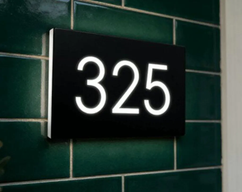 Customized Rectangle Shape Address Plaque with LEDs - Modern Design Lighted Address Marker