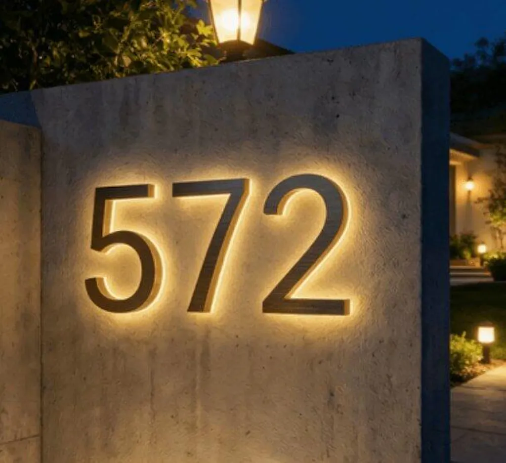 Versatile Lighted House Numbers - Freestanding or Wall Mounted - Weather-resistant Address Sign