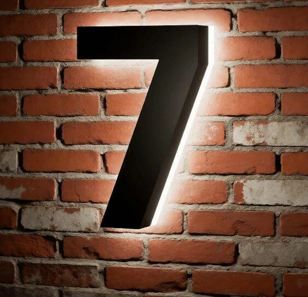 Backlit LED Stainless Steel Address Numbers - Modern Lighted House Signs in Brushed Silver Texture