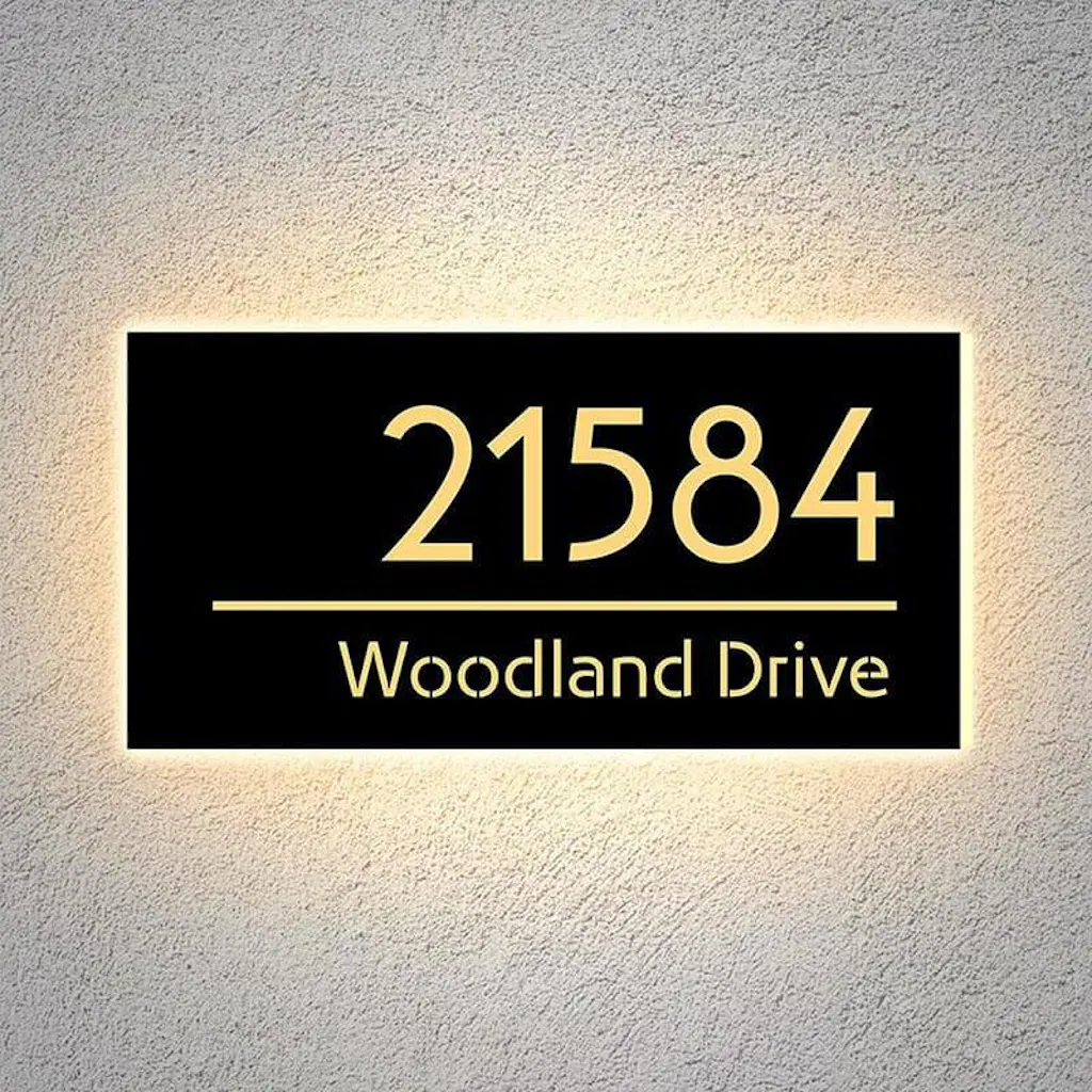 Lighted Sign for House Numbers - Custom Lighted Address Sign - Property Entrance Marker