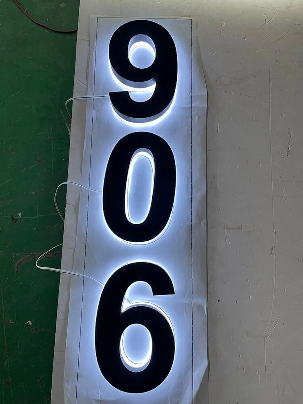 Backlit LED Stainless Steel Address Numbers - Modern Lighted House Signs in Brushed Silver Texture