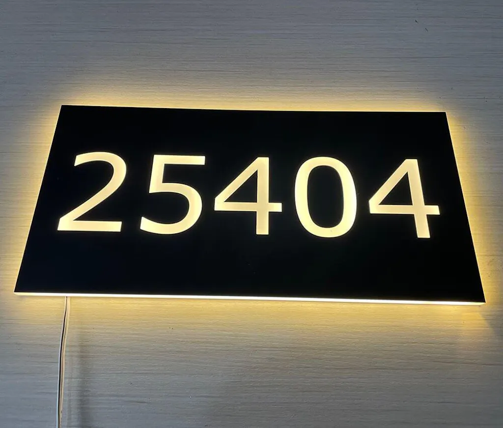 Customized Rectangle Shape Address Plaque with LEDs - Modern Design Lighted Address Marker