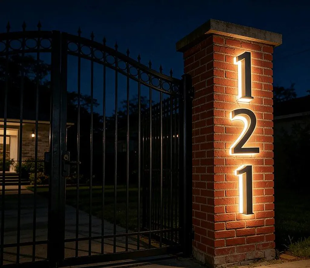 Elegant Illuminated Address Numbers for Stone Weatherproof Energy Efficient LED Lights